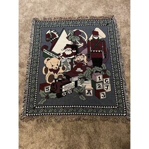 Tapestry Throw Blanket Christmas Santa's Express Nutcracker Bear Woven 50x60